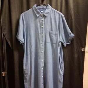 Old Navy Women's Blue Casual Button Down Dress